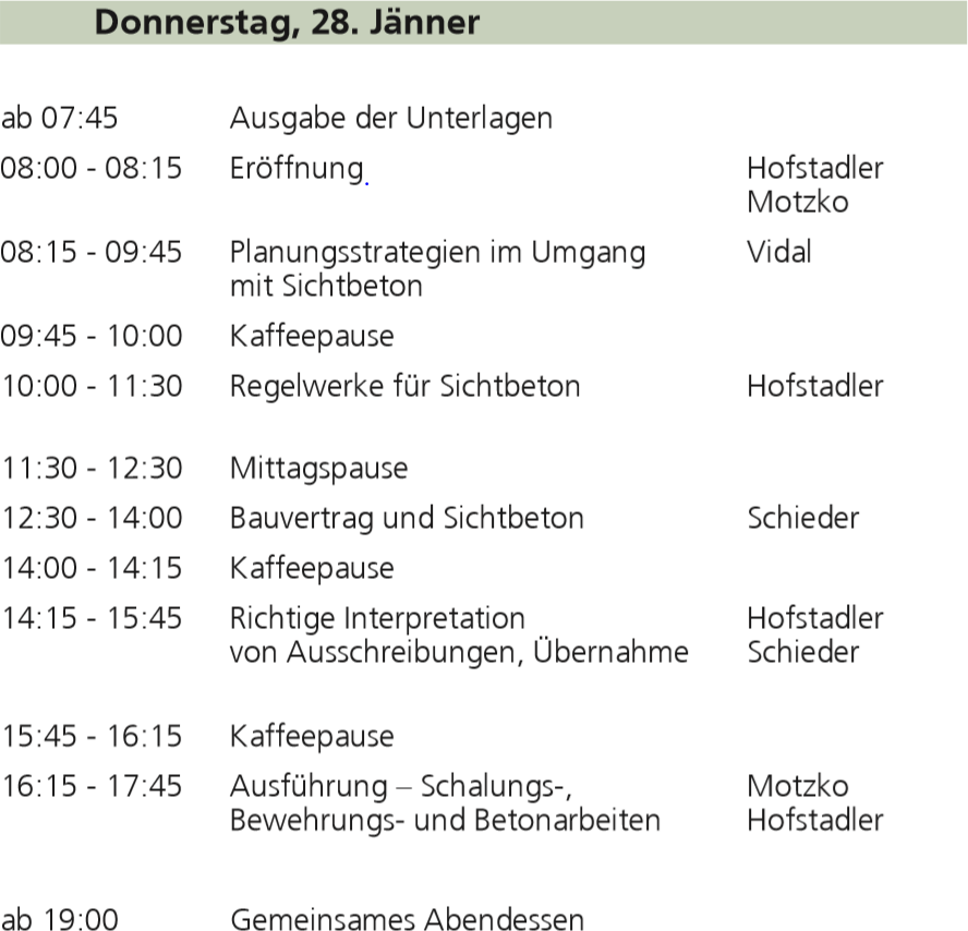 Sichtbeton 2016 - Programm