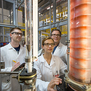 Researchers in a biorefinery.