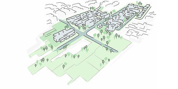 Der Campus Inffeldgasse aus der Vogelperspektive