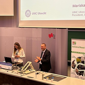 BCI conference at TU Graz: Mariska Vansteensel and Gernot Müller-Putz in front of audience