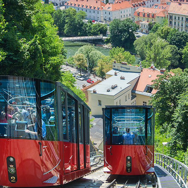 Funicular railway up the Schloßberg in Graz