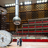 Internal view of the Nikola Tesla Laboratory, a big high-voltage laboratory, at TU Graz Campus Inffeldgasse