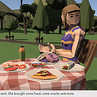 screenshot of the game tiny biome tales: avatar sits in park