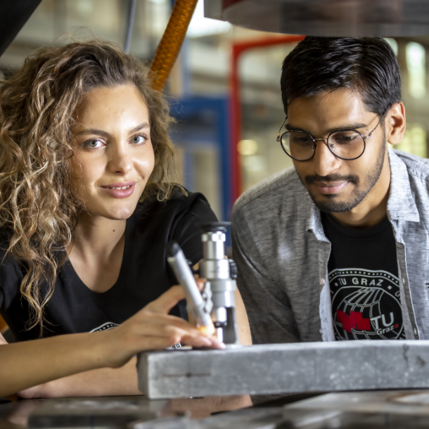 Two students in a lab