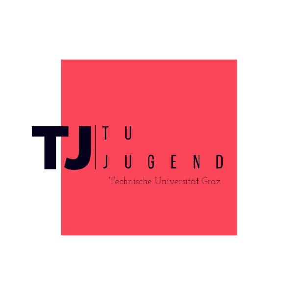 TJ Logo and text in German: TU Jugend. Technische Universität Graz