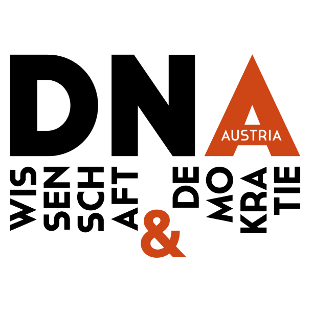 Text on the image: DNAustria. Wissenschaft & Demokratie